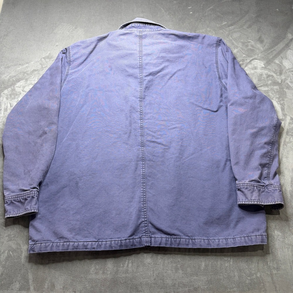 Carhartt Shirt Jacket Mens XL Blue Blanket Lined Button Snap Workwear Distressed - Picture 5 of 16